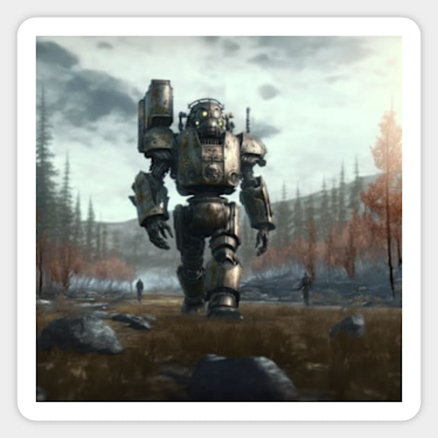 In the wastelands : Big power-armour Sticker by Lagavulin01